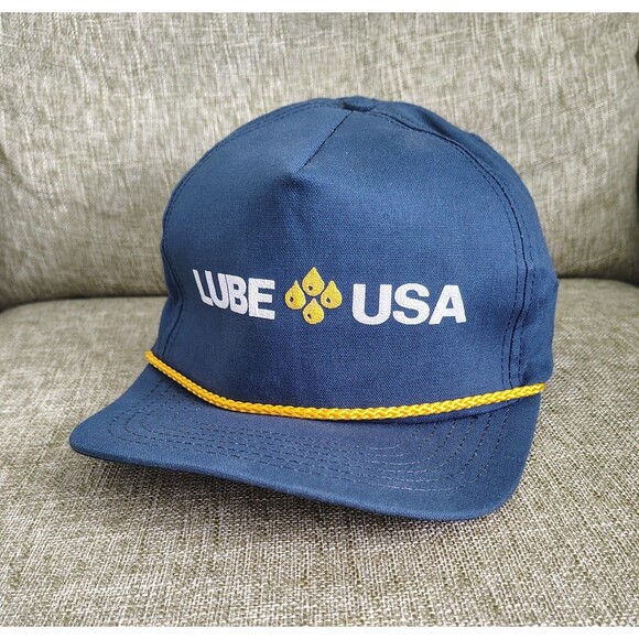 Lube USA Hat Cap Snap Back Blue Yellow Rope Vintage Style Advertising Mens USA 1 - Picture 15 of 15
